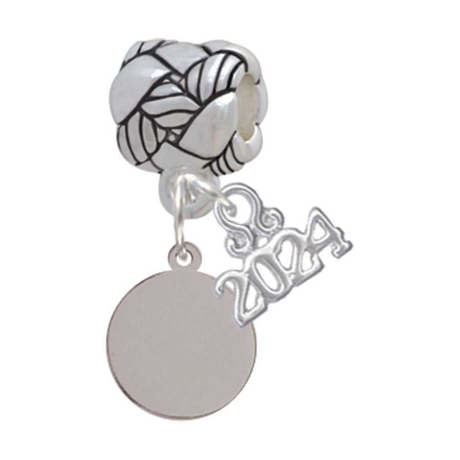 Delight Jewelry Stainless Steel 10mm Disc - Woven Rope Charm Bead Dangle with Year 2024 Image 1