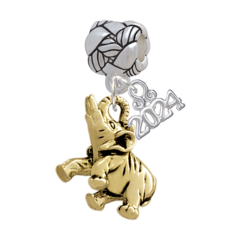 Delight Jewelry 3-D Elephant Woven Rope Charm Bead Dangle with Year 2024 Image 1