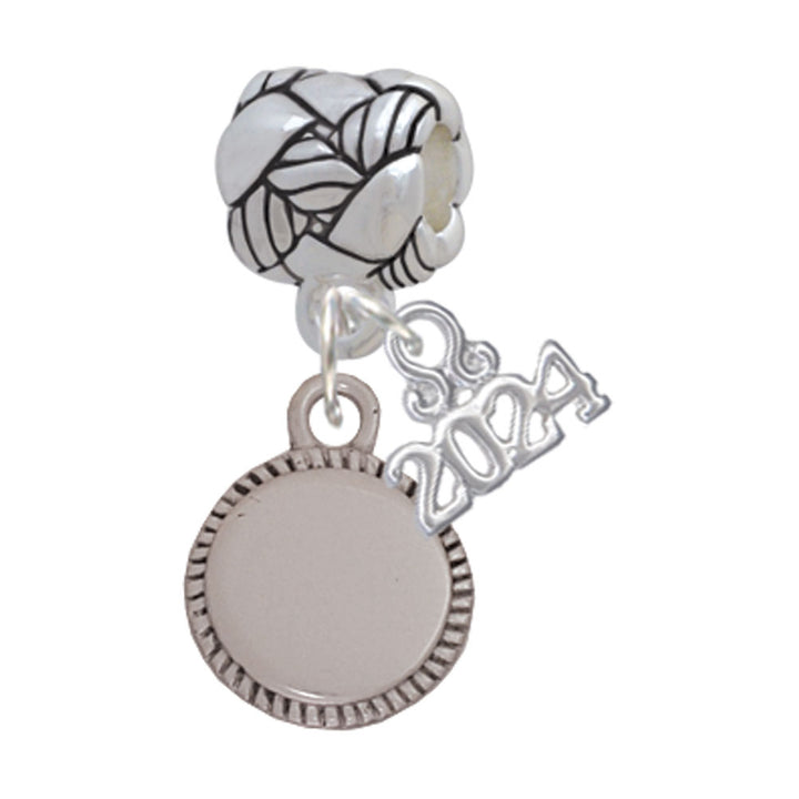 Delight Jewelry Stainless Steel 12mm Disc with Flange - Woven Rope Charm Bead Dangle with Year 2024 Image 1