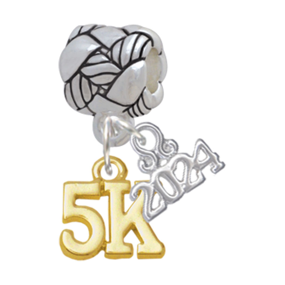 Delight Jewelry Plated 5K Woven Rope Charm Bead Dangle with Year 2024 Image 1