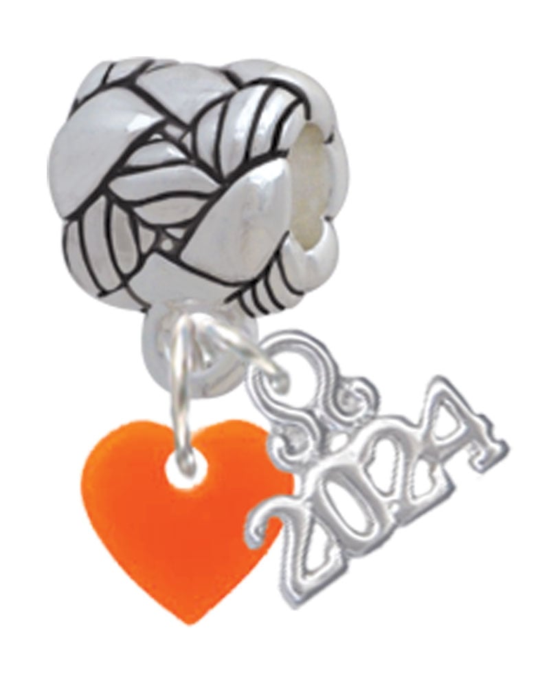 Delight Jewelry Acrylic 5/16" Heart Woven Rope Charm Bead Dangle with Year 2024 Image 1