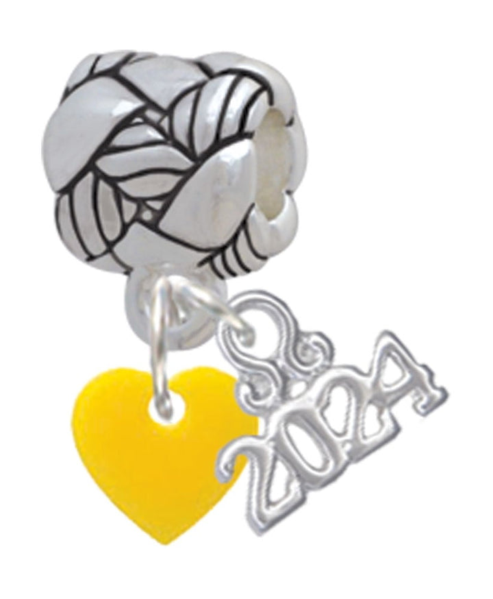 Delight Jewelry Acrylic 5/16" Heart Woven Rope Charm Bead Dangle with Year 2024 Image 1