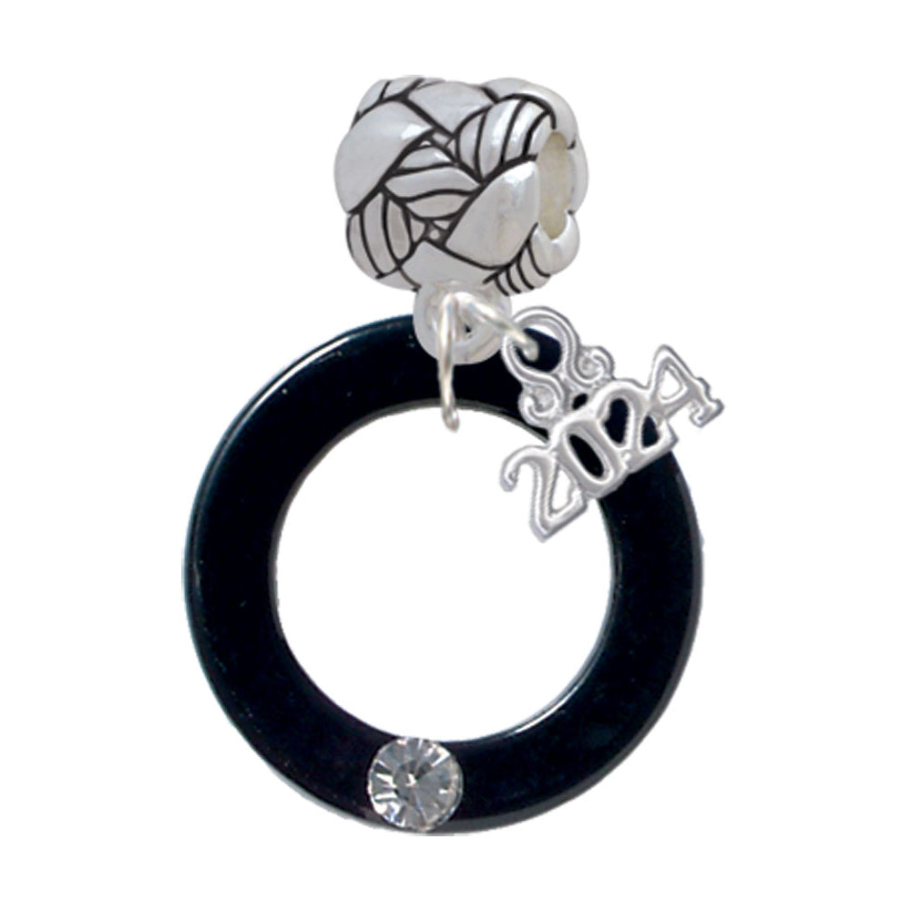 Delight Jewelry Acrylic 7/8" Ring with 4mm Crystal Woven Rope Charm Bead Dangle with Year 2024 Image 4