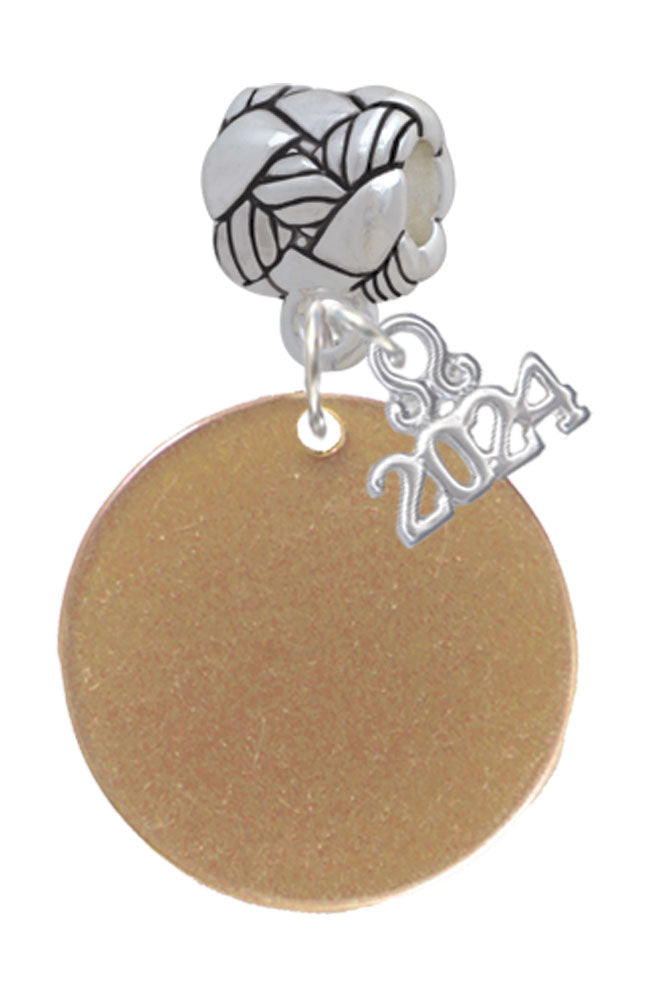 Delight Jewelry Acrylic 7/8" Disc Woven Rope Charm Bead Dangle with Year 2024 Image 4