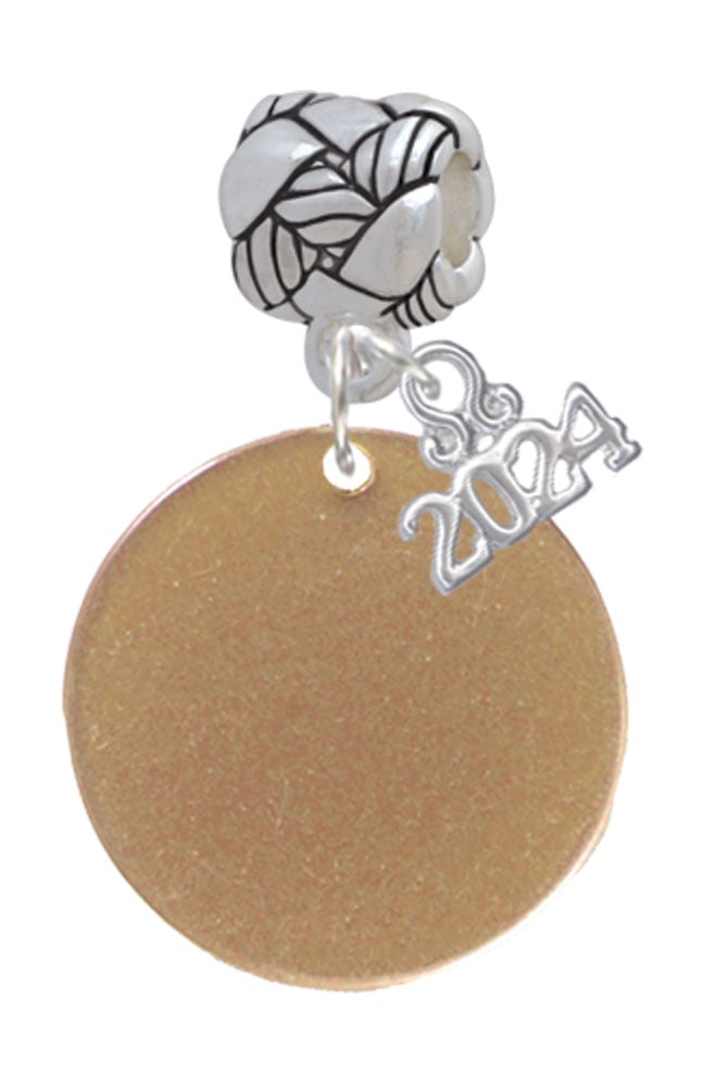 Delight Jewelry Acrylic 7/8" Disc Woven Rope Charm Bead Dangle with Year 2024 Image 1