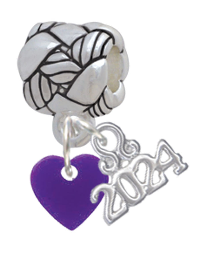 Delight Jewelry Acrylic 5/16" Heart Woven Rope Charm Bead Dangle with Year 2024 Image 8