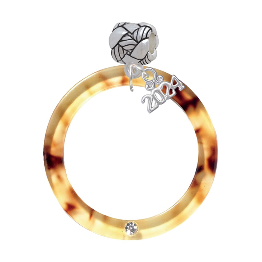 Delight Jewelry Acrylic 1 1/2" Ring with 4mm Crystal Woven Rope Charm Bead Dangle with Year 2024 Image 1