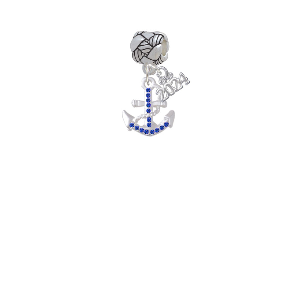 Delight Jewelry Silvertone Crystal Anchor Woven Rope Charm Bead Dangle with Year 2024 Image 2