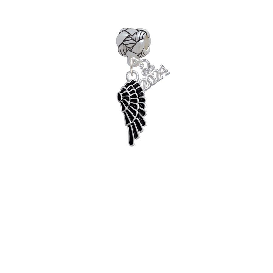 Delight Jewelry Silvertone Medium Enamel Angel Wing Woven Rope Charm Bead Dangle with Year 2024 Image 1