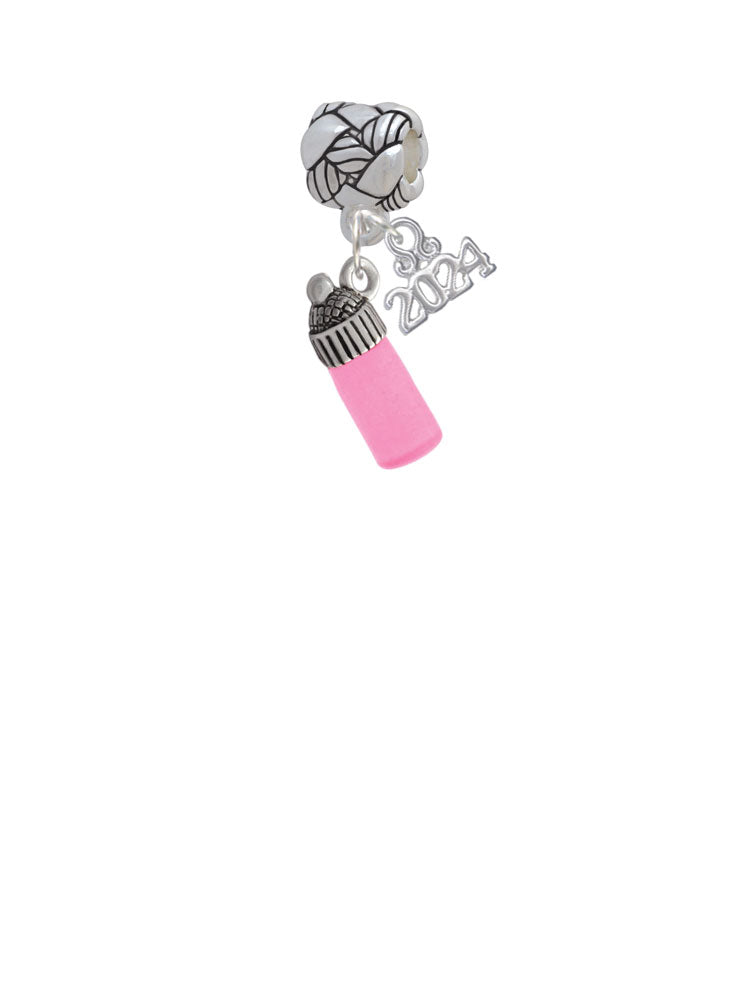 Delight Jewelry Silvertone 3-D Baby Bottle Woven Rope Charm Bead Dangle with Year 2024 Image 2