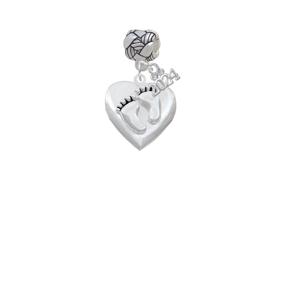 Delight Jewelry Baby Feet Heart Locket Woven Rope Charm Bead Dangle with Year 2024 Image 2