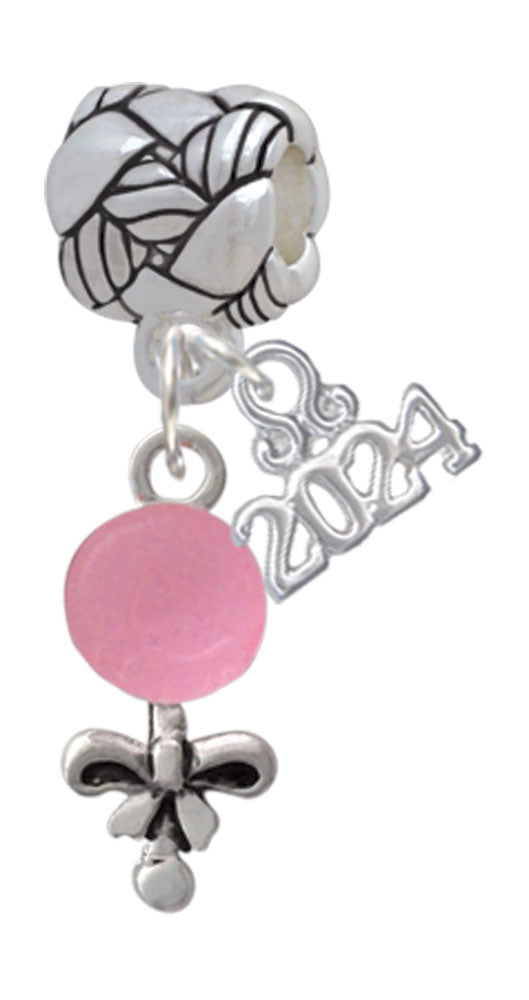 Delight Jewelry Silvertone Baby Rattle Woven Rope Charm Bead Dangle with Year 2024 Image 1