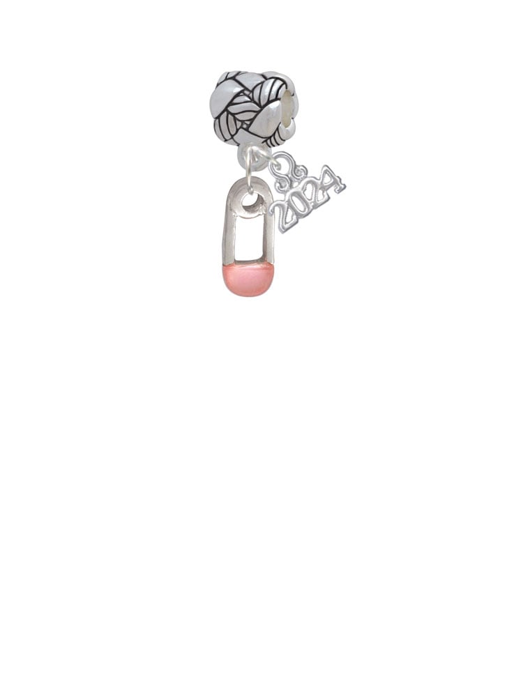 Delight Jewelry Silvertone Baby Safety Pin Woven Rope Charm Bead Dangle with Year 2024 Image 2