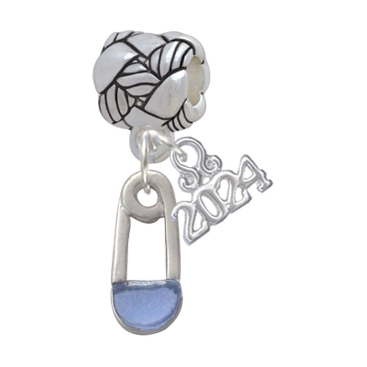 Delight Jewelry Silvertone Baby Safety Pin Woven Rope Charm Bead Dangle with Year 2024 Image 6