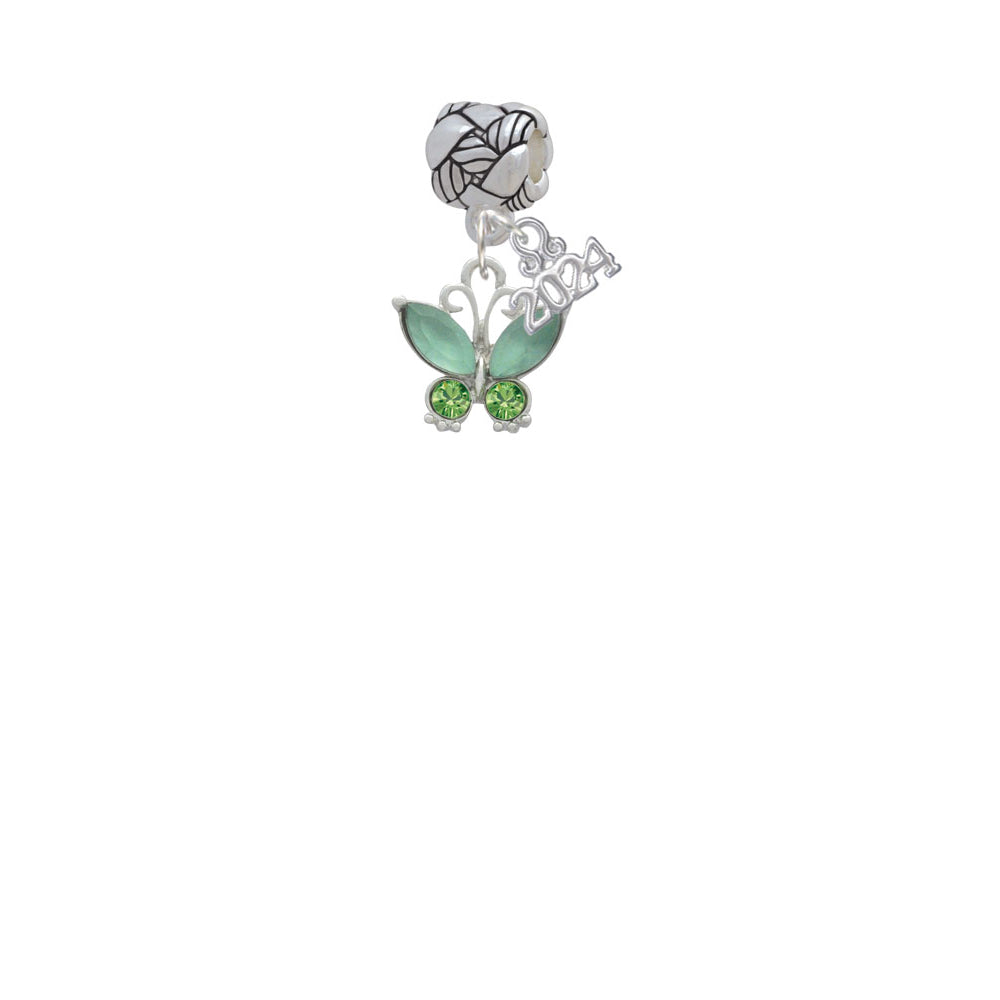 Delight Jewelry Silvertone Butterfly with Green Wings Woven Rope Charm Bead Dangle with Year 2024 Image 2