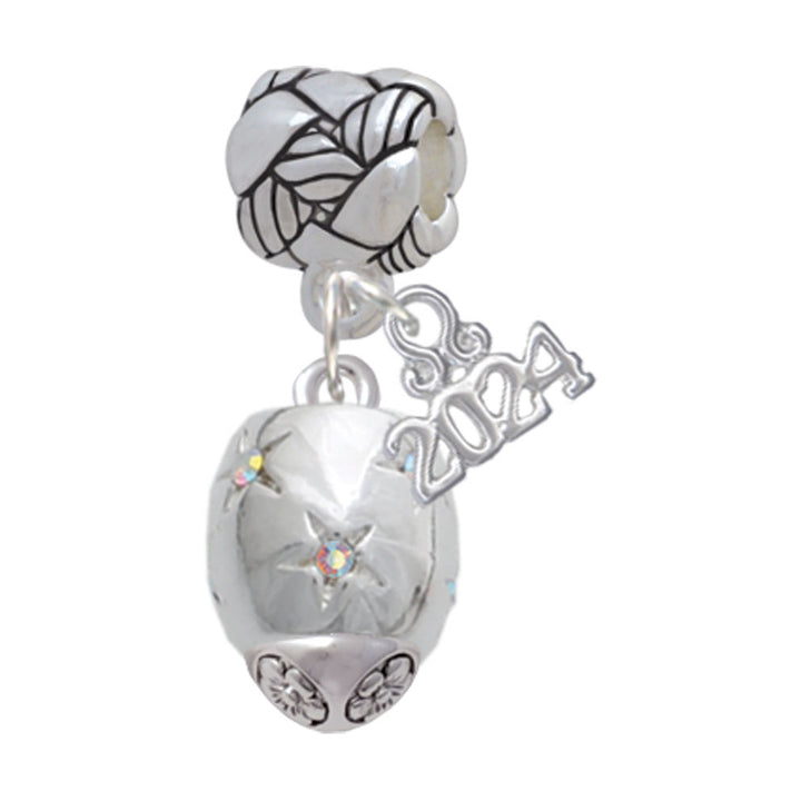 Delight Jewelry Barrel with AB Clear Crystal Stars Spinner Woven Rope Charm Bead Dangle with Year 2024 Image 1
