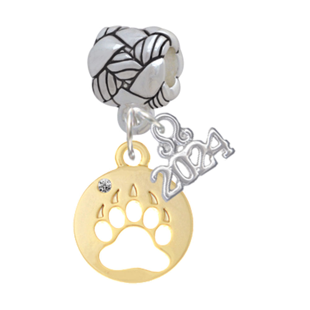 Delight Jewelry Bear Paw Silhouette Woven Rope Charm Bead Dangle with Year 2024 Image 1