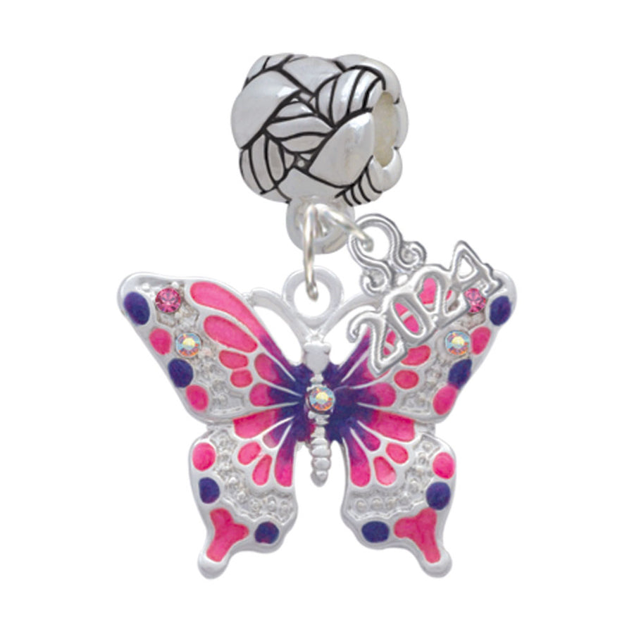 Delight Jewelry Silvertone Large Butterfly Woven Rope Charm Bead Dangle with Year 2024 Image 1