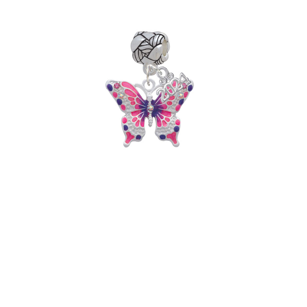 Delight Jewelry Silvertone Large Butterfly Woven Rope Charm Bead Dangle with Year 2024 Image 2