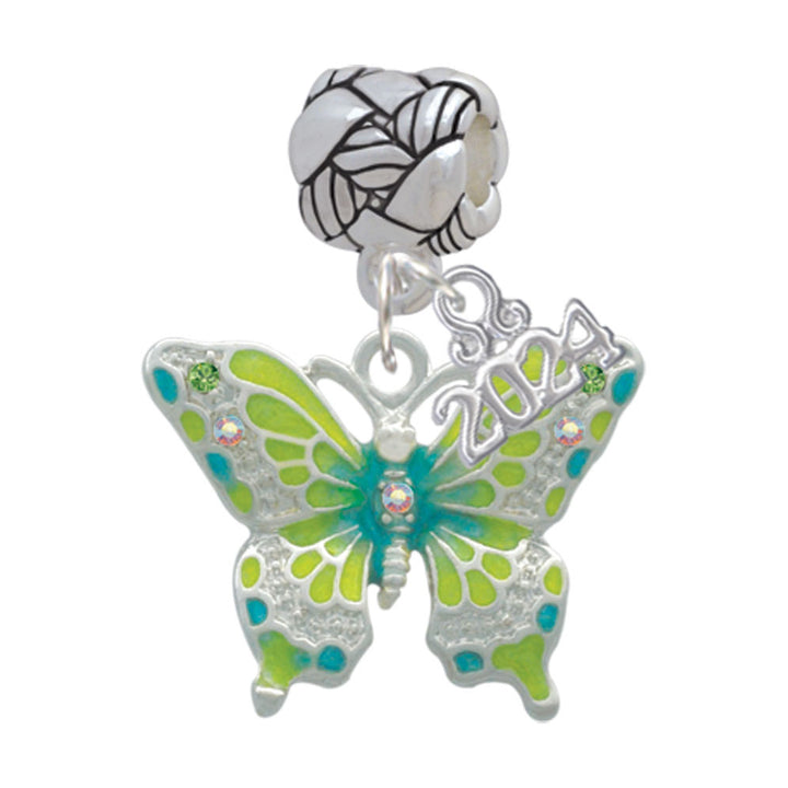Delight Jewelry Silvertone Large Butterfly Woven Rope Charm Bead Dangle with Year 2024 Image 1