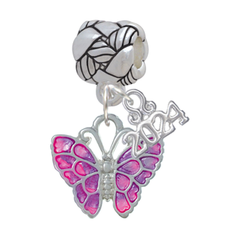 Delight Jewelry Silvertone Enamel Butterfly Woven Rope Charm Bead Dangle with Year 2024 Image 1