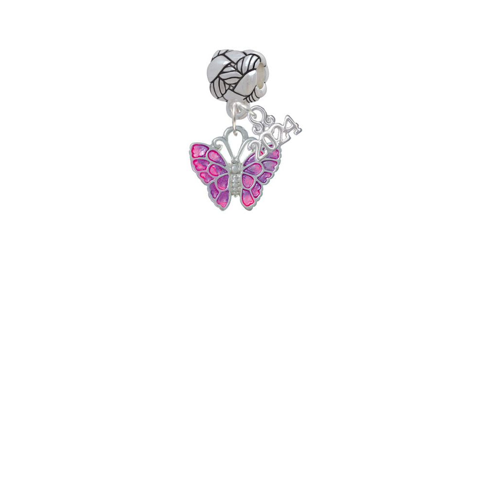 Delight Jewelry Silvertone Enamel Butterfly Woven Rope Charm Bead Dangle with Year 2024 Image 2