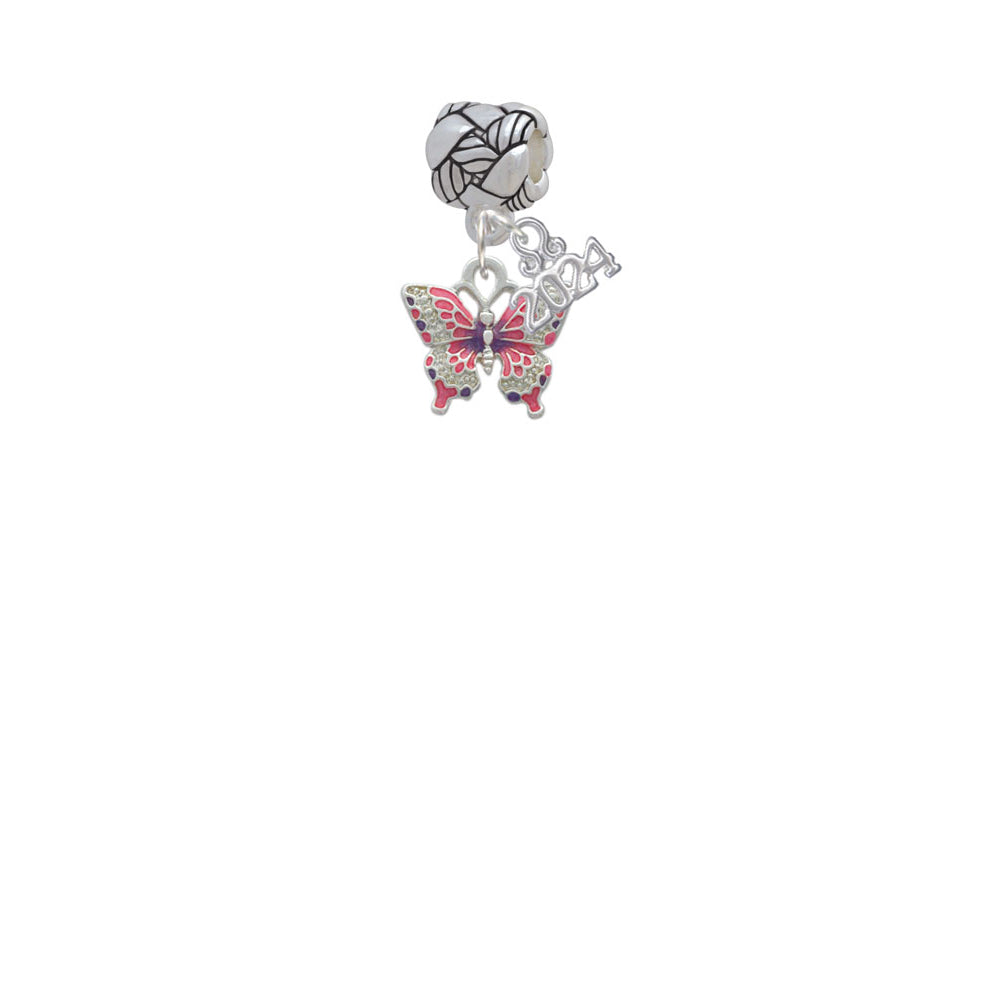 Delight Jewelry Silvertone Small Enamel Butterfly Woven Rope Charm Bead Dangle with Year 2024 Image 2