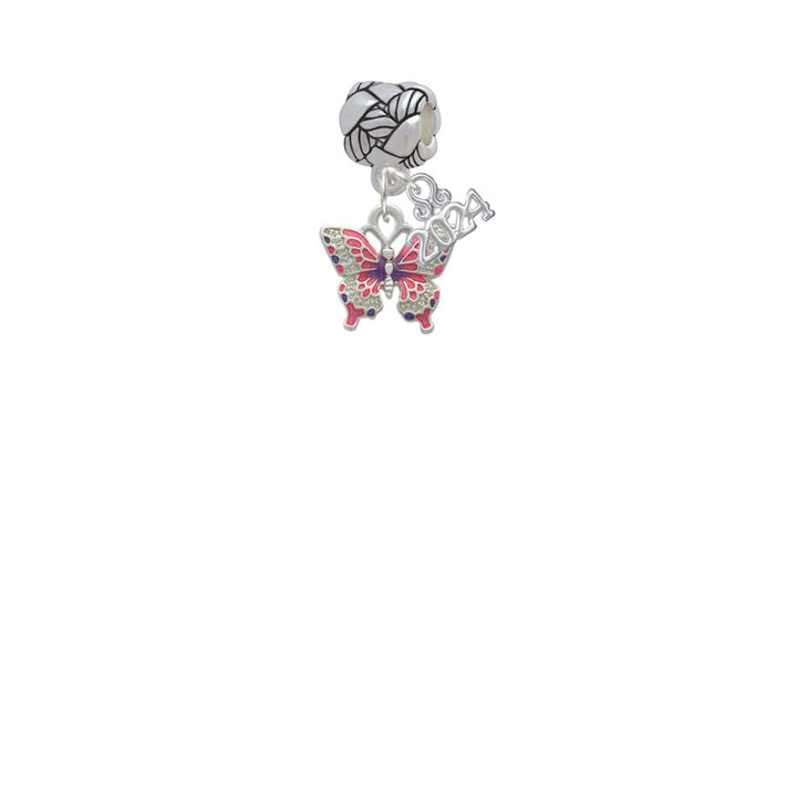 Delight Jewelry Silvertone Small Enamel Butterfly Woven Rope Charm Bead Dangle with Year 2024 Image 2