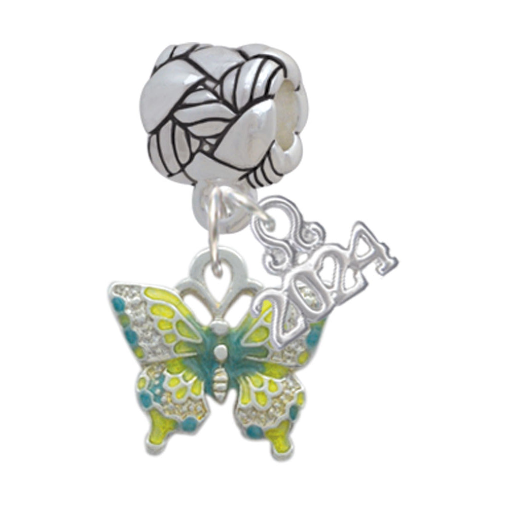 Delight Jewelry Silvertone Small Enamel Butterfly Woven Rope Charm Bead Dangle with Year 2024 Image 4