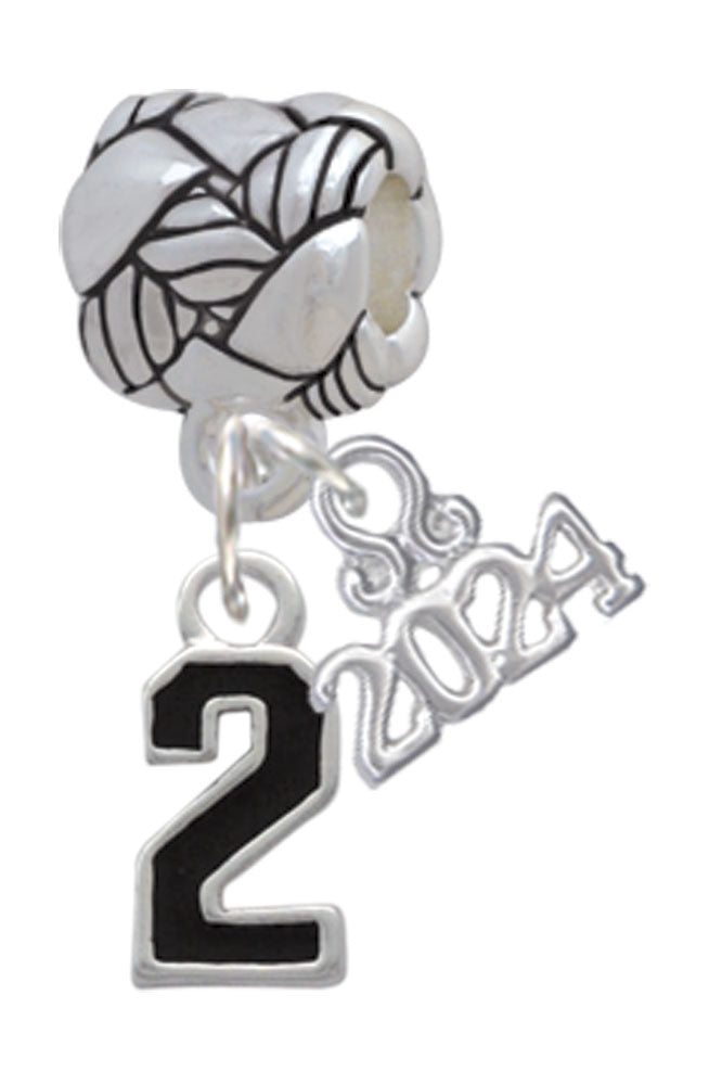 Delight Jewelry Silvertone Black Number Woven Rope Charm Bead Dangle with Year 2024 Image 2