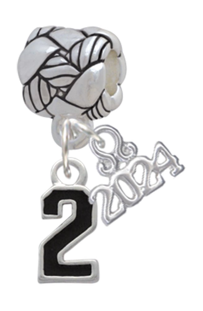 Delight Jewelry Silvertone Black Number Woven Rope Charm Bead Dangle with Year 2024 Image 1