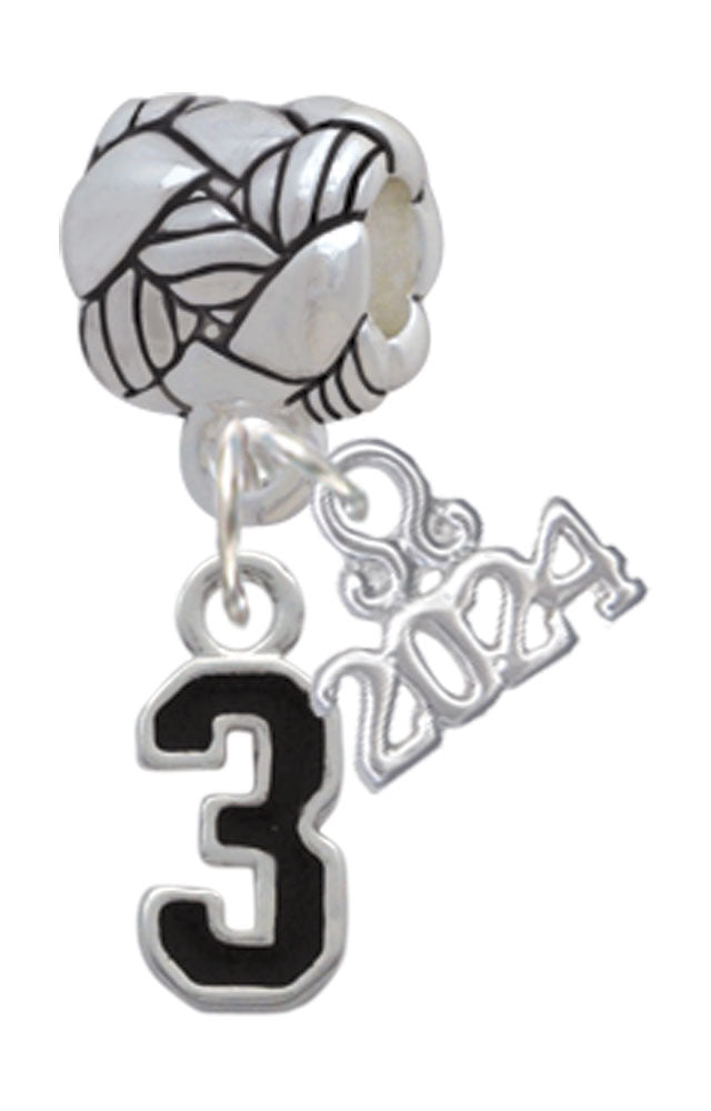 Delight Jewelry Silvertone Black Number Woven Rope Charm Bead Dangle with Year 2024 Image 3
