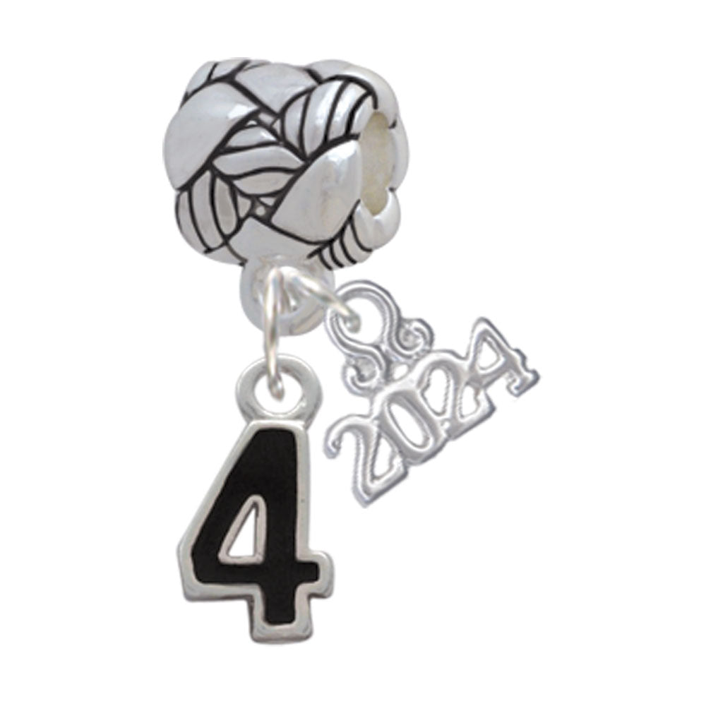 Delight Jewelry Silvertone Black Number Woven Rope Charm Bead Dangle with Year 2024 Image 4