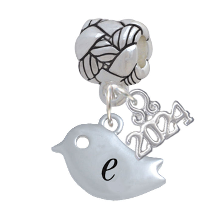 Delight Jewelry Silvertone Little Bird Initial - Woven Rope Charm Bead Dangle with Year 2024 Image 4
