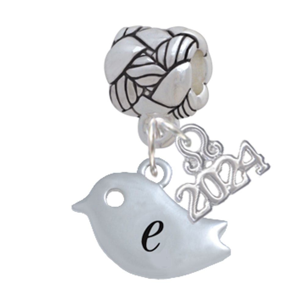 Delight Jewelry Silvertone Little Bird Initial - Woven Rope Charm Bead Dangle with Year 2024 Image 1