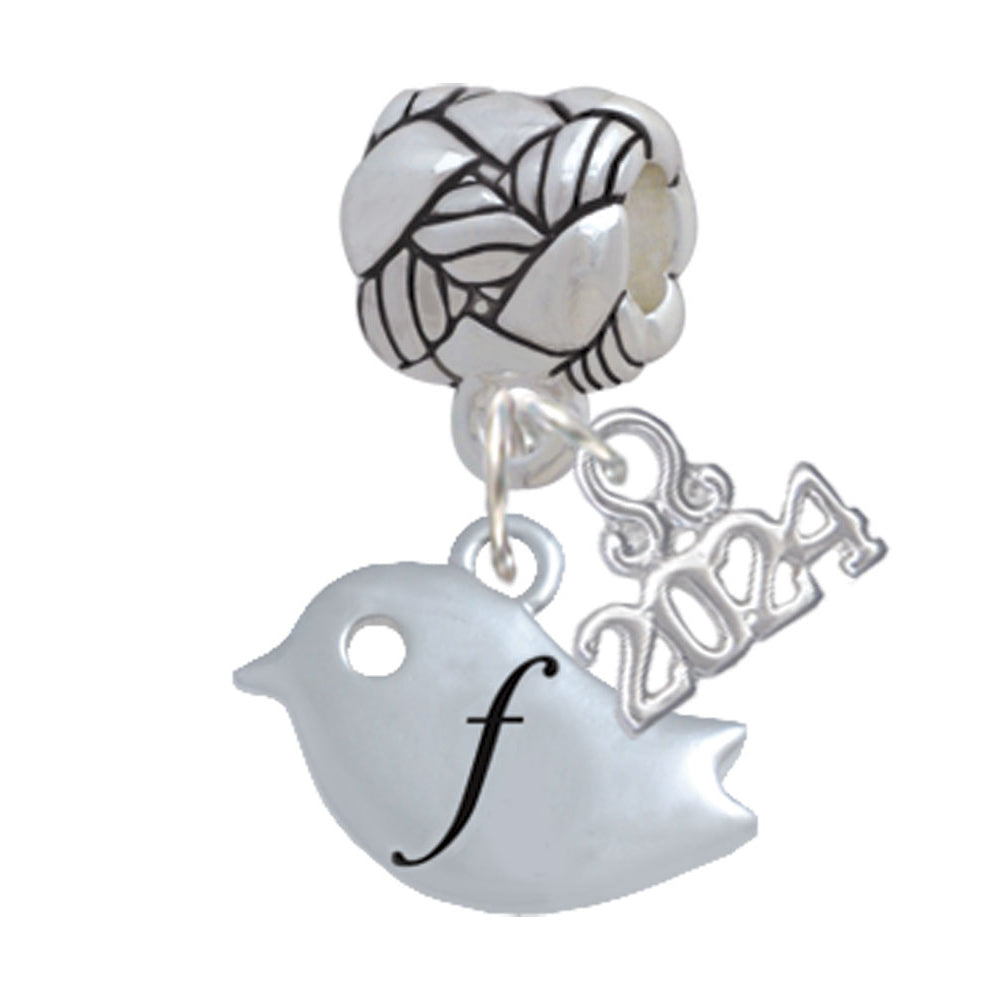 Delight Jewelry Silvertone Little Bird Initial - Woven Rope Charm Bead Dangle with Year 2024 Image 6