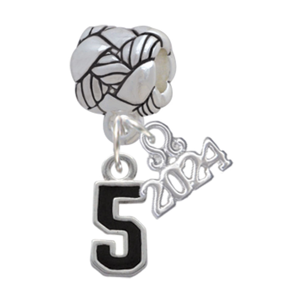 Delight Jewelry Silvertone Black Number Woven Rope Charm Bead Dangle with Year 2024 Image 4
