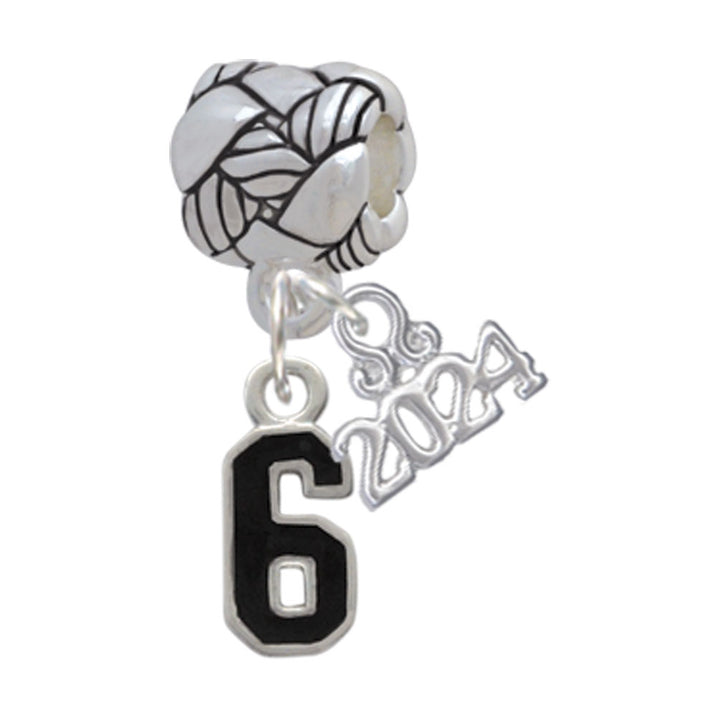 Delight Jewelry Silvertone Black Number Woven Rope Charm Bead Dangle with Year 2024 Image 6