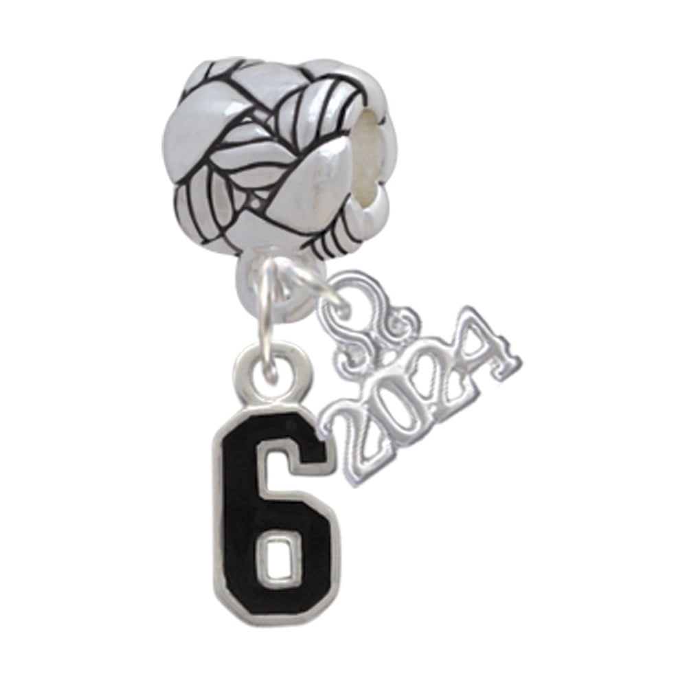 Delight Jewelry Silvertone Black Number Woven Rope Charm Bead Dangle with Year 2024 Image 1