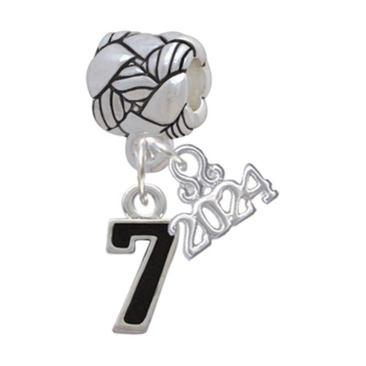 Delight Jewelry Silvertone Black Number Woven Rope Charm Bead Dangle with Year 2024 Image 7