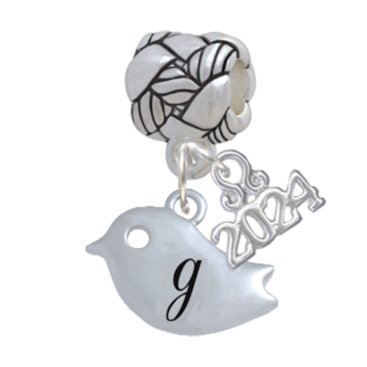 Delight Jewelry Silvertone Little Bird Initial - Woven Rope Charm Bead Dangle with Year 2024 Image 7
