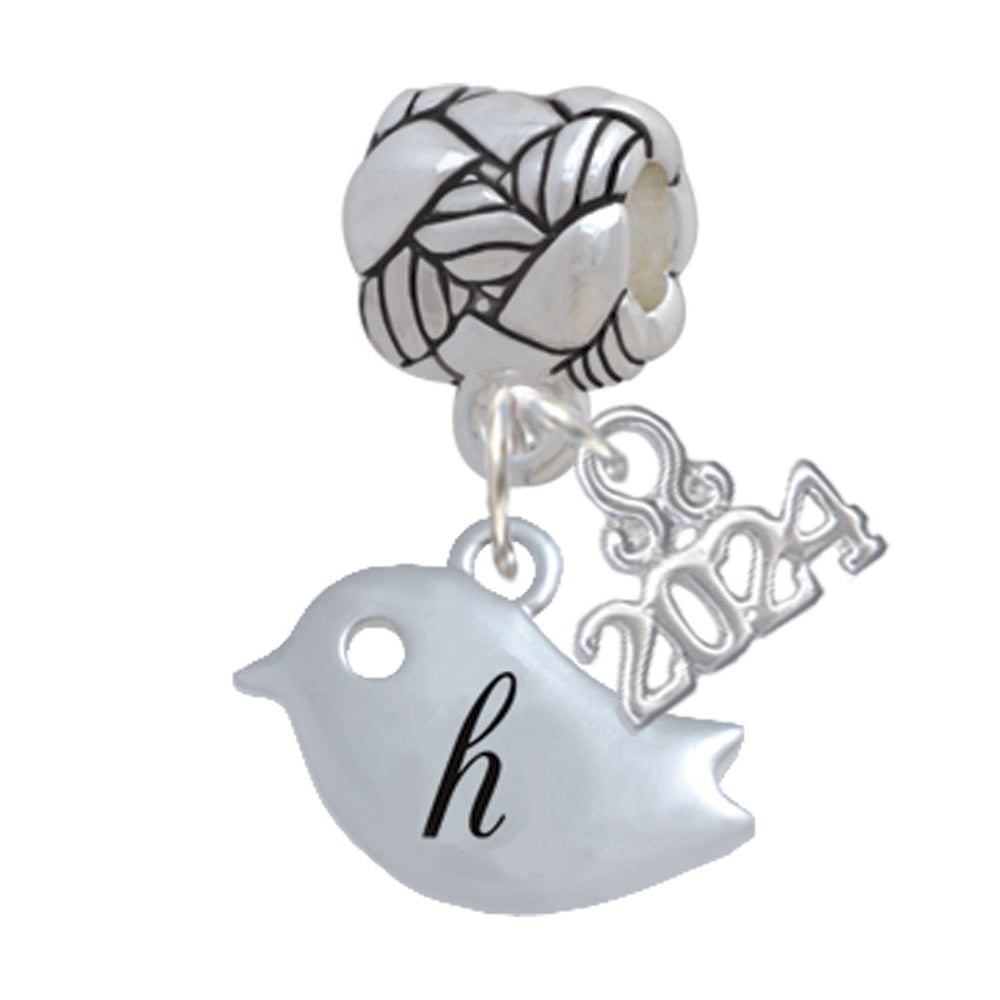 Delight Jewelry Silvertone Little Bird Initial - Woven Rope Charm Bead Dangle with Year 2024 Image 8