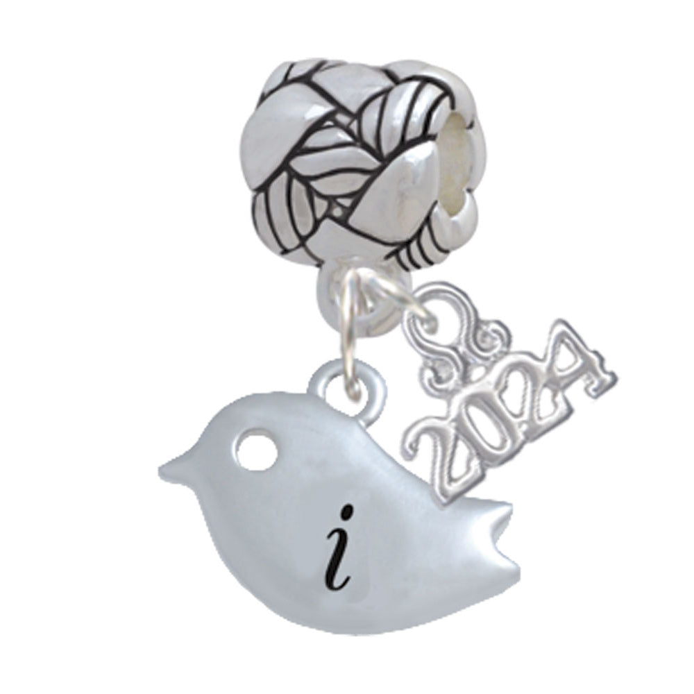 Delight Jewelry Silvertone Little Bird Initial - Woven Rope Charm Bead Dangle with Year 2024 Image 9