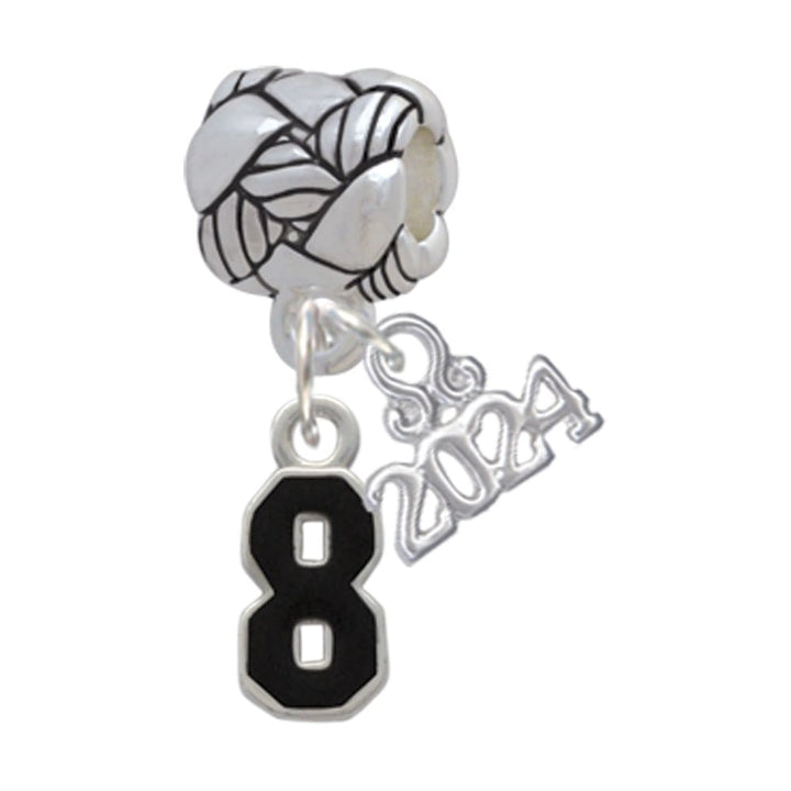 Delight Jewelry Silvertone Black Number Woven Rope Charm Bead Dangle with Year 2024 Image 1