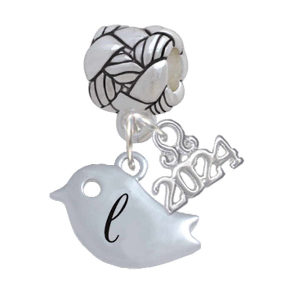 Delight Jewelry Silvertone Little Bird Initial - Woven Rope Charm Bead Dangle with Year 2024 Image 12