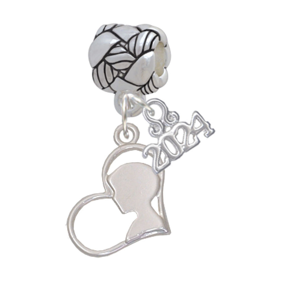 Delight Jewelry Boy Silhouette in Heart Woven Rope Charm Bead Dangle with Year 2024 Image 1