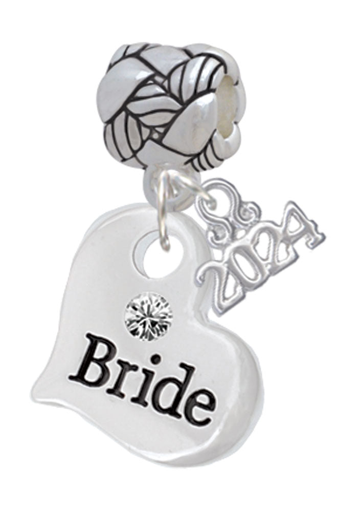 Delight Jewelry Silvertone Large Bridal Heart Woven Rope Charm Bead Dangle with Year 2024 Image 1