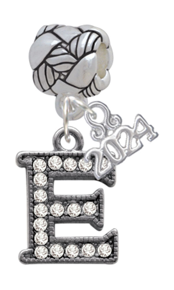 Delight Jewelry Black Nickeltone Crystal Initial - Beaded Border - Woven Rope Charm Bead Dangle with Year 2024 Image 4