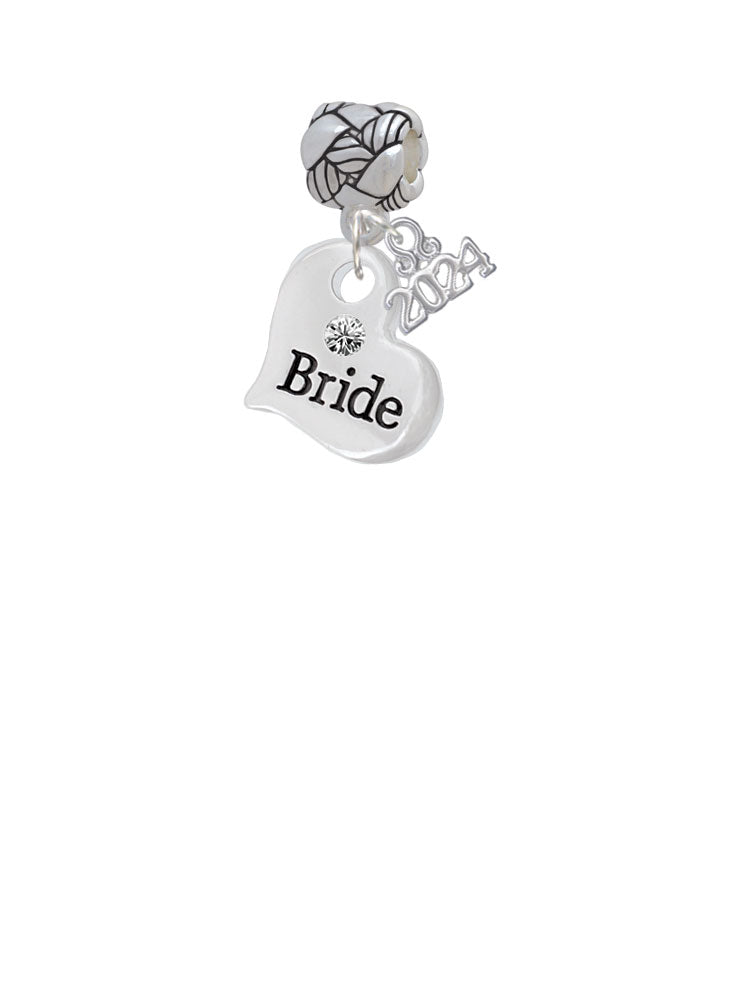Delight Jewelry Silvertone Large Bridal Heart Woven Rope Charm Bead Dangle with Year 2024 Image 2