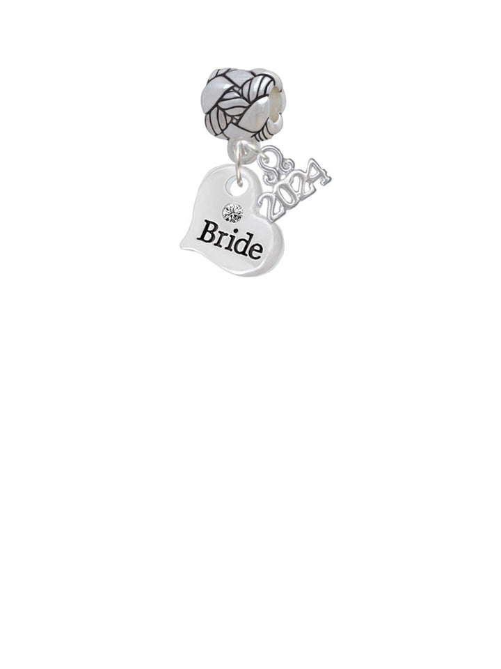Delight Jewelry Silvertone Small Bridal Heart Woven Rope Charm Bead Dangle with Year 2024 Image 2